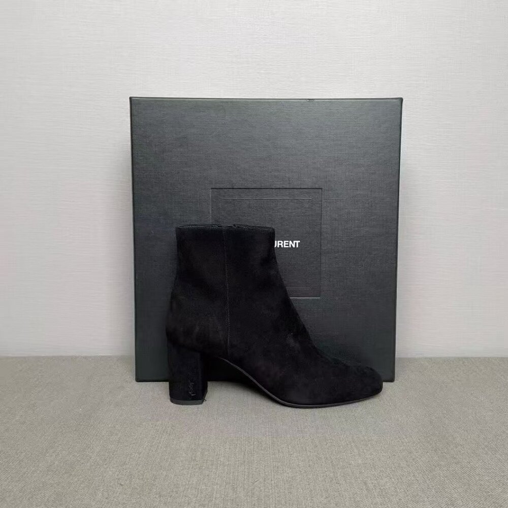 NIB  Saint Laurent  Suede Loulou Ankle Zip Boot